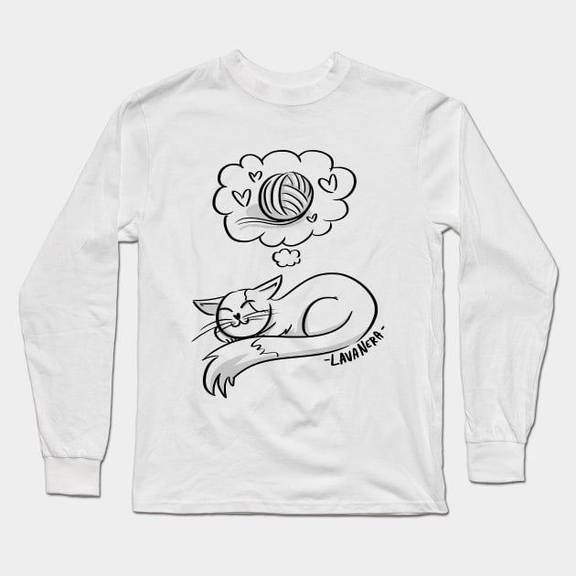 Cat Dreaming Long Sleeve T-Shirt by Lavanera